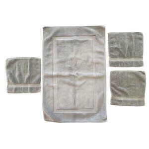 Restoration Hardware Turkish Cotton Bathmat and 3 Washcloths Grayish Green